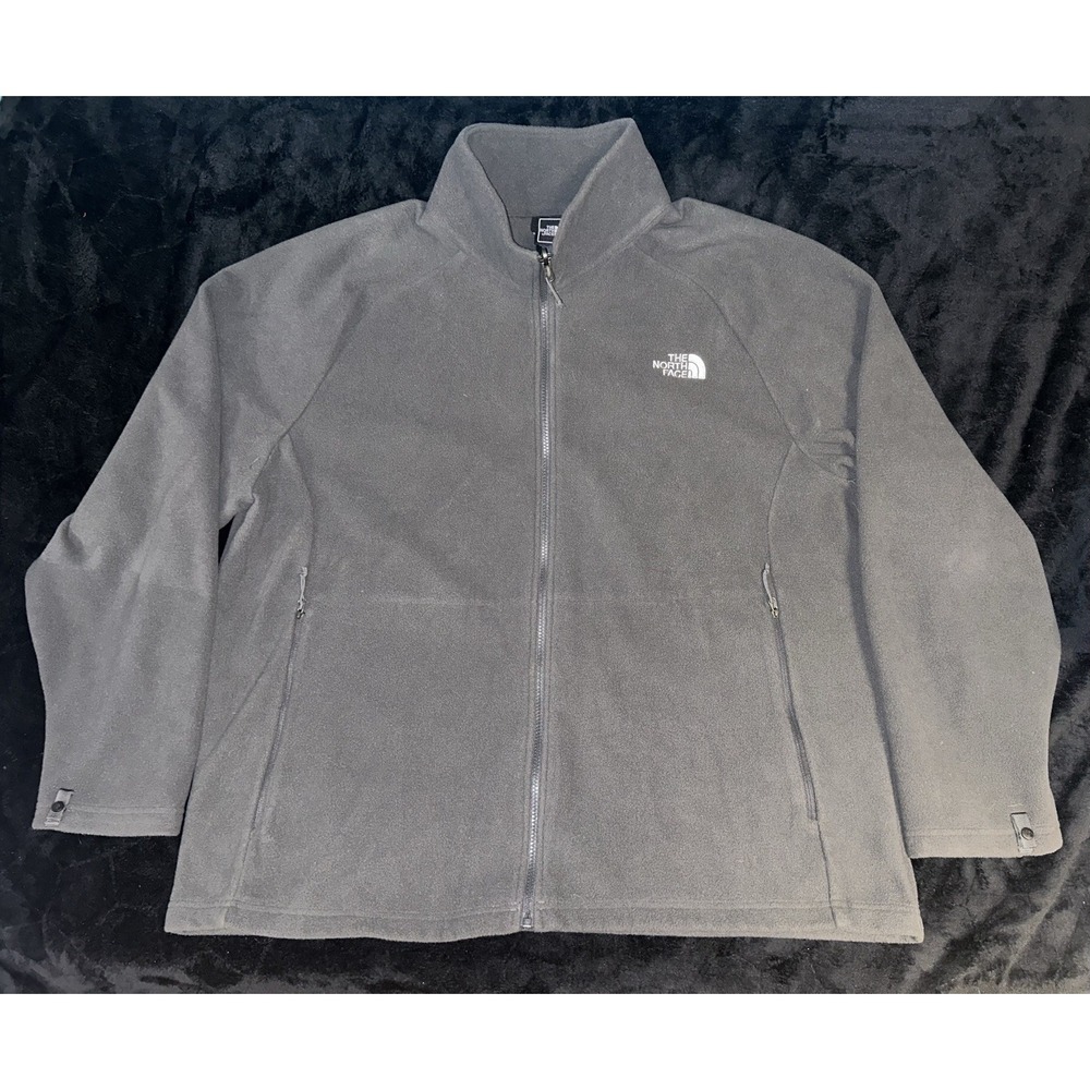 The North Face Mens 2XL Black Full Zip Fleece Jacket Outdoor Hiking A8HC